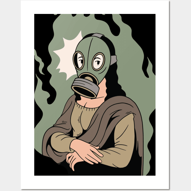 Funny Gas Mask Mona Lisa Wall Art by SLAG_Creative